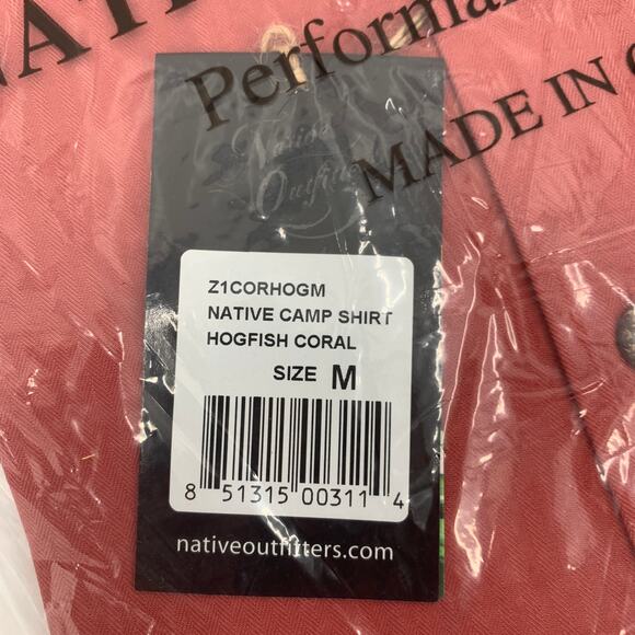 NATIVE OUTFITTERS Camp Shirt Size M New $99 Red Rust Coral Hogfish Boating Water - Picture 9 of 10